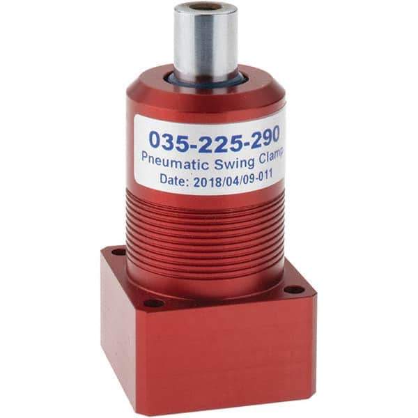 De-Sta-Co - 27 Lb Clamping Force, Left Hand Swing, 26.67mm Total Stroke, Double-Acting Pneumatic Swing Clamp - 10-32 Port, 66.55mm Body Length x 24.89mm Body Width, 0.55 Cu In, 100 Max psi - Industrial Tool & Supply