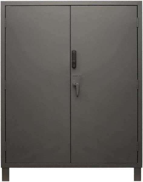 Durham - 4 Shelf Locking Storage Cabinet - Steel, 60" Wide x 24" Deep x 78" High, Gray - Industrial Tool & Supply