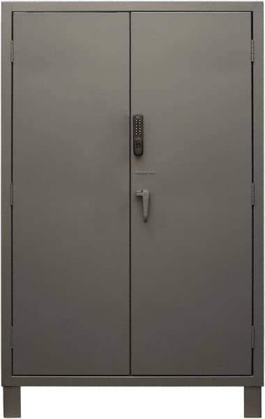 Durham - 4 Shelf Locking Storage Cabinet - Steel, 48" Wide x 24" Deep x 78" High, Gray - Industrial Tool & Supply