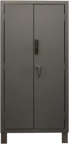 Durham - 4 Shelf Locking Storage Cabinet - Steel, 36" Wide x 24" Deep x 78" High, Gray - Industrial Tool & Supply