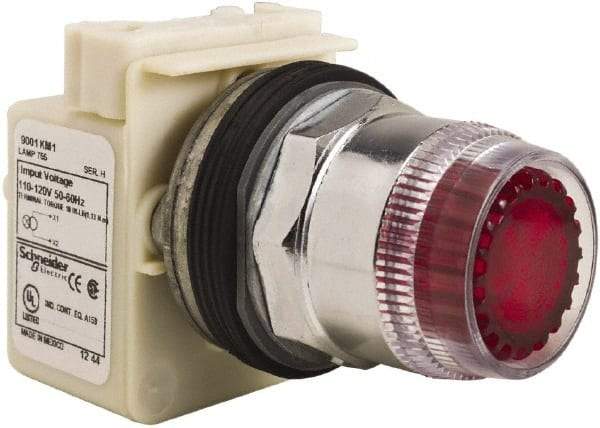 Schneider Electric - 30mm Mount Hole, Extended Straight, Pushbutton Switch Only - Round, Red Pushbutton, Momentary (MO), Weatherproof, Dust and Oil Resistant - Industrial Tool & Supply