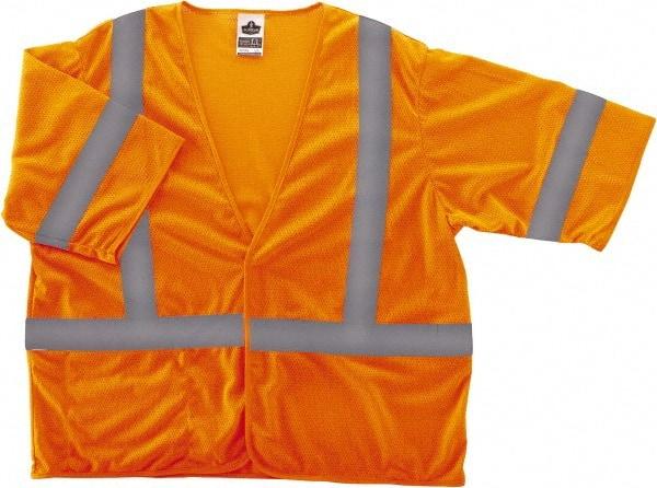 Ergodyne - Size 4X/5XL High Visibility Orange Mesh General Purpose Vest - 58 to 64" Chest, ANSI/ISEA 107, Hook & Loop Closure, 1 Pocket, Polyester - Industrial Tool & Supply