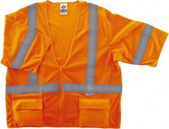 Ergodyne - Size S/M High Visibility Orange Mesh General Purpose Vest - 36 to 44" Chest, ANSI/ISEA 107, Zipper Closure, 3 Pockets, Polyester - Industrial Tool & Supply