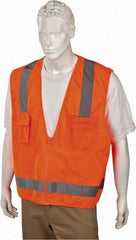 Ergodyne - Size L/XL High Visibility Orange Mesh/Solid Surveyor's Vest - 44 to 52" Chest, ANSI/ISEA 107, Zipper Closure, 4 Pockets, Polyester - Industrial Tool & Supply