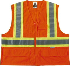 Ergodyne - Size S/M High Visibility Orange Mesh General Purpose Vest - 36 to 44" Chest, Zipper Closure, Polyester - Industrial Tool & Supply