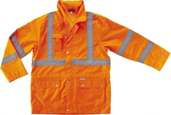 Ergodyne - Size S Cold Weather & High Visibility Jacket - Orange, Polyester, Zipper, Snaps Closure - Industrial Tool & Supply