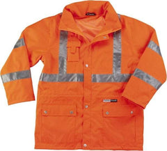 Ergodyne - Size 3XL High Visibility Jacket - Orange, Polyester, Zipper, Snaps Closure - Industrial Tool & Supply