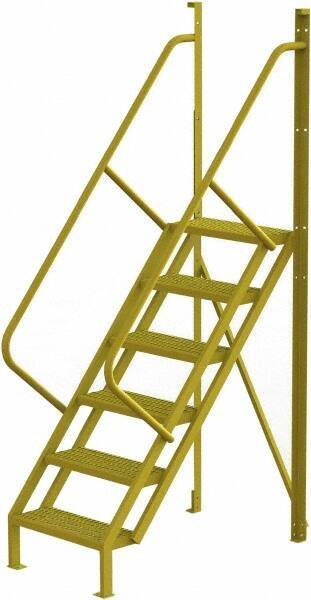 TRI-ARC - 102" 6 Step Configurable Crossover Ladder - 50° Incline, 1,000 Lb Capacity, 60" Platform Height, 30" Base Width x 52-1/2" Base Depth, Perforated Tread - Industrial Tool & Supply