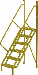 TRI-ARC - 102" 6 Step Configurable Crossover Ladder - 50° Incline, 1,000 Lb Capacity, 60" Platform Height, 30" Base Width x 52-1/2" Base Depth, Perforated Tread - Industrial Tool & Supply