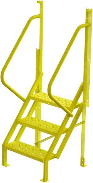 TRI-ARC - 72" 3 Step Configurable Crossover Ladder - 50° Incline, 1,000 Lb Capacity, 30" Platform Height, 30" Base Width x 27" Base Depth, Perforated Tread - Industrial Tool & Supply