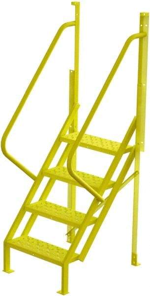 TRI-ARC - 82" 4 Step Configurable Crossover Ladder - 50° Incline, 1,000 Lb Capacity, 40" Platform Height, 30" Base Width x 35-1/2" Base Depth, Perforated Tread - Industrial Tool & Supply