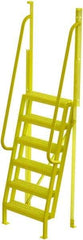 TRI-ARC - 102" 6 Step Configurable Crossover Ladder - 75° Incline, 1,000 Lb Capacity, 60" Platform Height, 30" Base Width x 25-1/2" Base Depth, Serrated - Industrial Tool & Supply