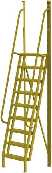TRI-ARC - 132" 9 Step Configurable Crossover Ladder - 75° Incline, 1,000 Lb Capacity, 90" Platform Height, 30" Base Width x 33" Base Depth, Serrated - Industrial Tool & Supply