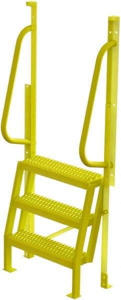 TRI-ARC - 72" 3 Step Configurable Crossover Ladder - 75° Incline, 1,000 Lb Capacity, 30" Platform Height, 30" Base Width x 18" Base Depth, Serrated - Industrial Tool & Supply