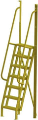 TRI-ARC - 112" 7 Step Configurable Crossover Ladder - 75° Incline, 1,000 Lb Capacity, 70" Platform Height, 30" Base Width x 28" Base Depth, Serrated - Industrial Tool & Supply