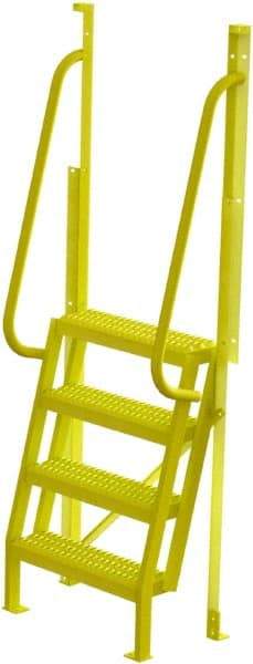 TRI-ARC - 82" 4 Step Configurable Crossover Ladder - 75° Incline, 1,000 Lb Capacity, 40" Platform Height, 30" Base Width x 20-1/2" Base Depth, Serrated - Industrial Tool & Supply