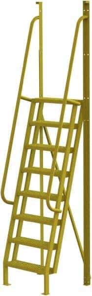 TRI-ARC - 122" 8 Step Configurable Crossover Ladder - 75° Incline, 1,000 Lb Capacity, 80" Platform Height, 30" Base Width x 30-1/2" Base Depth, Perforated Tread - Industrial Tool & Supply
