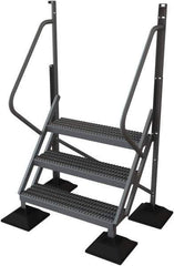 TRI-ARC - 72" 3 Step Configurable Rooftop Ladder - 50° Incline, 500 Lb Capacity, 30" Platform Height, 52-3/4" Base Width x 30" Base Depth, Serrated - Industrial Tool & Supply