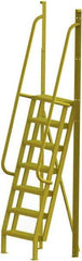 TRI-ARC - 112" 7 Step Configurable Crossover Ladder - 75° Incline, 1,000 Lb Capacity, 70" Platform Height, 30" Base Width x 28" Base Depth, Perforated Tread - Industrial Tool & Supply