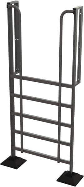 TRI-ARC - 102" 6 Step Configurable Rooftop Ladder - 90° Incline, 500 Lb Capacity, 60" Platform Height, 52-1/4" Base Width x 26" Base Depth, Perforated Tread - Industrial Tool & Supply