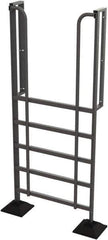 TRI-ARC - 102" 6 Step Configurable Rooftop Ladder - 90° Incline, 500 Lb Capacity, 60" Platform Height, 52-1/4" Base Width x 26" Base Depth, Perforated Tread - Industrial Tool & Supply