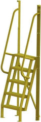 TRI-ARC - 92" 5 Step Configurable Crossover Ladder - 75° Incline, 1,000 Lb Capacity, 50" Platform Height, 30" Base Width x 23" Base Depth, Perforated Tread - Industrial Tool & Supply