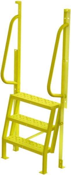 TRI-ARC - 72" 3 Step Configurable Crossover Ladder - 75° Incline, 1,000 Lb Capacity, 30" Platform Height, 30" Base Width x 18" Base Depth, Perforated Tread - Industrial Tool & Supply