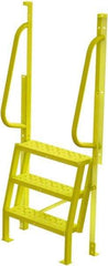 TRI-ARC - 72" 3 Step Configurable Crossover Ladder - 75° Incline, 1,000 Lb Capacity, 30" Platform Height, 30" Base Width x 18" Base Depth, Perforated Tread - Industrial Tool & Supply