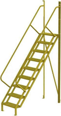 TRI-ARC - 132" 9 Step Configurable Crossover Ladder - 50° Incline, 1,000 Lb Capacity, 90" Platform Height, 30" Base Width x 78" Base Depth, Serrated - Industrial Tool & Supply