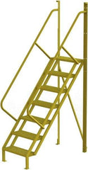 TRI-ARC - 112" 7 Step Configurable Crossover Ladder - 50° Incline, 1,000 Lb Capacity, 70" Platform Height, 30" Base Width x 61" Base Depth, Serrated - Industrial Tool & Supply