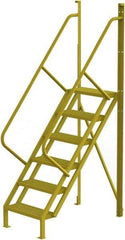 TRI-ARC - 102" 6 Step Configurable Crossover Ladder - 50° Incline, 1,000 Lb Capacity, 60" Platform Height, 30" Base Width x 52-1/2" Base Depth, Serrated - Industrial Tool & Supply
