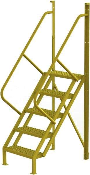 TRI-ARC - 92" 5 Step Configurable Crossover Ladder - 50° Incline, 1,000 Lb Capacity, 50" Platform Height, 30" Base Width x 44" Base Depth, Serrated - Industrial Tool & Supply