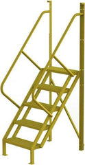 TRI-ARC - 92" 5 Step Configurable Crossover Ladder - 50° Incline, 1,000 Lb Capacity, 50" Platform Height, 30" Base Width x 44" Base Depth, Serrated - Industrial Tool & Supply
