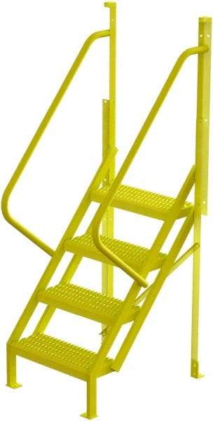TRI-ARC - 82" 4 Step Configurable Crossover Ladder - 50° Incline, 1,000 Lb Capacity, 40" Platform Height, 30" Base Width x 35-1/2" Base Depth, Serrated - Industrial Tool & Supply