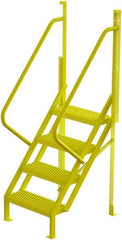 TRI-ARC - 82" 4 Step Configurable Crossover Ladder - 50° Incline, 1,000 Lb Capacity, 40" Platform Height, 30" Base Width x 35-1/2" Base Depth, Serrated - Industrial Tool & Supply