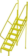 TRI-ARC - 112" 7 Step Configurable Crossover Ladder - 50° Incline, 1,000 Lb Capacity, 70" Platform Height, 30" Base Width x 61" Base Depth, Perforated Tread - Industrial Tool & Supply