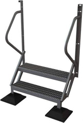 TRI-ARC - 62" 2 Step Configurable Rooftop Ladder - 50° Incline, 500 Lb Capacity, 20" Platform Height, 46-1/4" Base Width x 20" Base Depth, Serrated - Industrial Tool & Supply