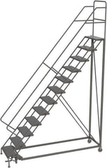 TRI-ARC - 156" 12 Step Configurable Rolling Ladder - 50° Incline, 450 Lb Capacity, 120" Platform Height, 35" Base Width x 90" Base Depth, Perforated Tread - Industrial Tool & Supply