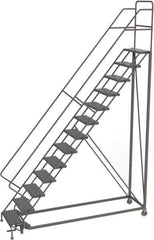 TRI-ARC - 166" 13 Step Configurable Rolling Ladder - 50° Incline, 450 Lb Capacity, 130" Platform Height, 39" Base Width x 97" Base Depth, Perforated Tread - Industrial Tool & Supply