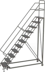 TRI-ARC - 146" 11 Step Configurable Rolling Ladder - 50° Incline, 450 Lb Capacity, 110" Platform Height, 35" Base Width x 84" Base Depth, Perforated Tread - Industrial Tool & Supply