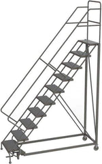 TRI-ARC - 136" 10 Step Configurable Rolling Ladder - 50° Incline, 450 Lb Capacity, 100" Platform Height, 35" Base Width x 76" Base Depth, Perforated Tread - Industrial Tool & Supply