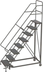 TRI-ARC - 116" 8 Step Configurable Rolling Ladder - 56° Incline, 450 Lb Capacity, 80" Platform Height, 35" Base Width x 64" Base Depth, Perforated Tread - Industrial Tool & Supply
