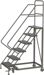 TRI-ARC - 96" 6 Step Configurable Rolling Ladder - 50° Incline, 450 Lb Capacity, 60" Platform Height, 35" Base Width x 50" Base Depth, Perforated Tread - Industrial Tool & Supply