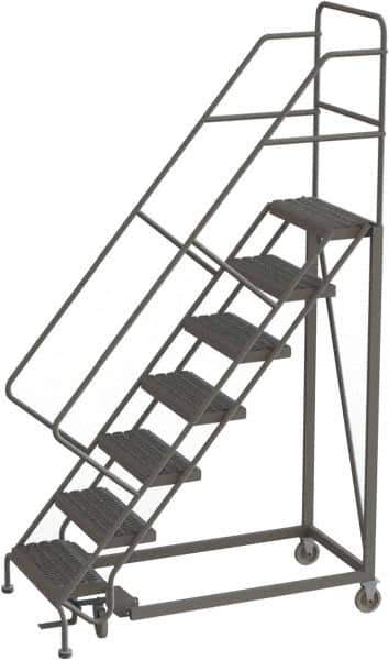 TRI-ARC - 106" 7 Step Configurable Rolling Ladder - 56° Incline, 450 Lb Capacity, 70" Platform Height, 35" Base Width x 56" Base Depth, Serrated - Industrial Tool & Supply