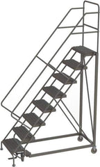 TRI-ARC - 116" 8 Step Configurable Rolling Ladder - 56° Incline, 450 Lb Capacity, 80" Platform Height, 35" Base Width x 64" Base Depth, Serrated - Industrial Tool & Supply