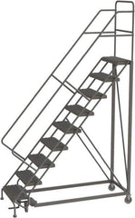 TRI-ARC - 126" 9 Step Configurable Rolling Ladder - 56° Incline, 450 Lb Capacity, 90" Platform Height, 35" Base Width x 71" Base Depth, Serrated - Industrial Tool & Supply