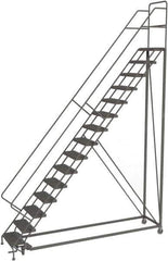 TRI-ARC - 186" 15 Step Configurable Rolling Ladder - 56° Incline, 450 Lb Capacity, 150" Platform Height, 39" Base Width x 111" Base Depth, Serrated - Industrial Tool & Supply