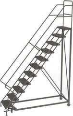 TRI-ARC - 146" 11 Step Configurable Rolling Ladder - 50° Incline, 450 Lb Capacity, 110" Platform Height, 35" Base Width x 84" Base Depth, Serrated - Industrial Tool & Supply