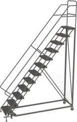 TRI-ARC - 156" 12 Step Configurable Rolling Ladder - 50° Incline, 450 Lb Capacity, 120" Platform Height, 35" Base Width x 90" Base Depth, Serrated - Industrial Tool & Supply