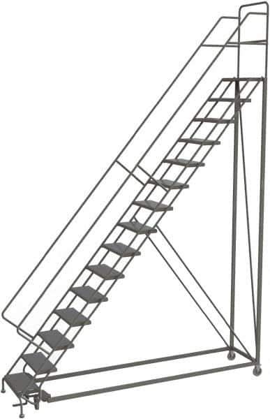 TRI-ARC - 186" 15 Step Configurable Rolling Ladder - 56° Incline, 450 Lb Capacity, 150" Platform Height, 39" Base Width x 111" Base Depth, Perforated Tread - Industrial Tool & Supply